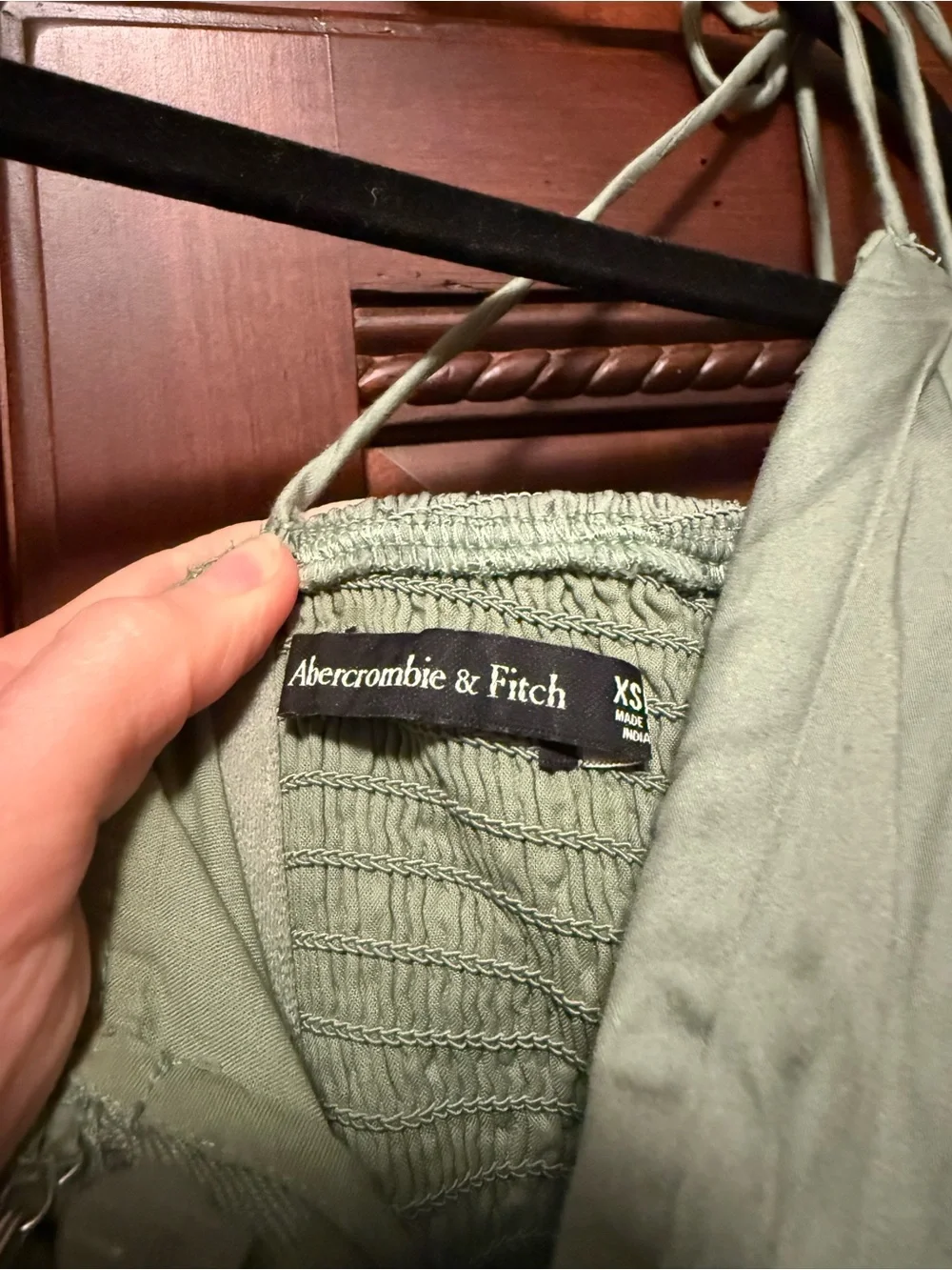 Abercrombie & Fitch Sage Green Tie-Strap Maxi Sundress